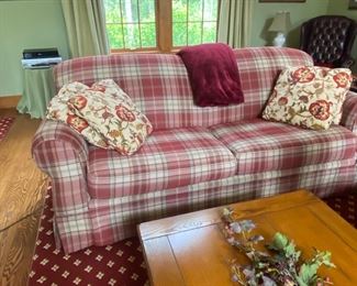 Broyhill plaid sofa, two are available, they each measure 83" long