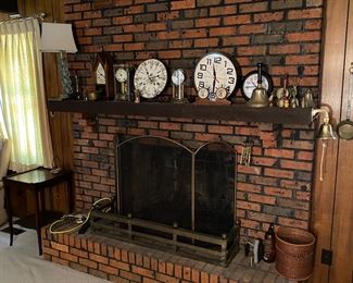 Fireplace goods and clocks.