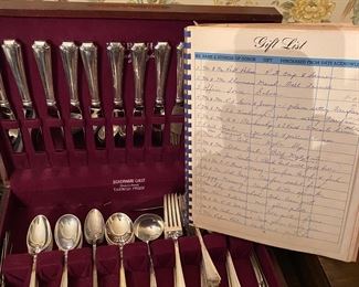 Original wedding gift list to go with the Fairfax silver.