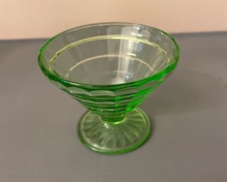 Vintage Anchor Hocking Block Optic Green Parfait Uranium Glass