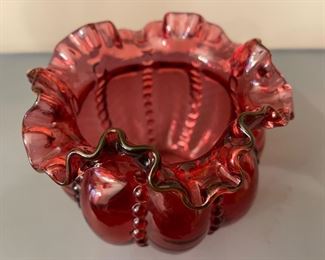 Vintage Fenton Style Cranberry Bowl