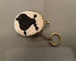 Vintage Poodle Beaded Keychain/Coin Purse