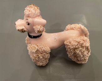 Vintage Ceramic Pink Spaghetti Poodle Figurine
