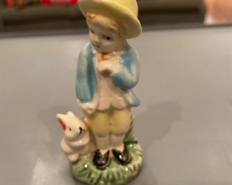 Vintage Child & Rabbit Figurine