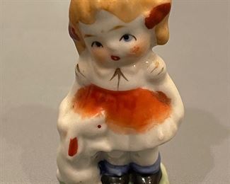 Vintage Occupied Japan Porcelain Girl & Bunny Figurine