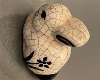 Vintage Glazed Ceramic Rabbit Figurine