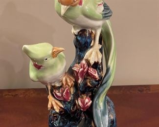 Vintage Glazed Ceramic Birds Figurine