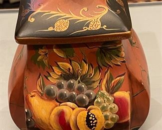 Hand-Painted Clay Crock w/ Lid