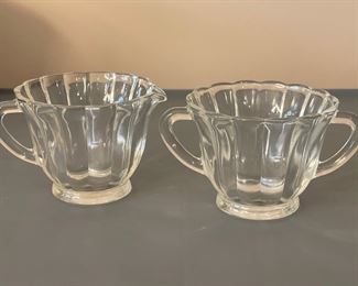 Vintage Glass Cream & Sugar Set