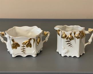 Vintage Hand Painted Cream & Sugar Set