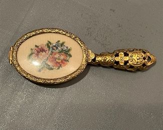 Vintage Brass Miniature Purse Mirror
