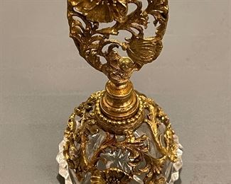 Vintage Ormolu Pedestal Perfume Bottle W/ Dauber