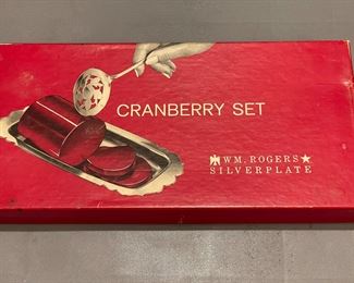 Vintage Wm. Rogers Silverplate Cranberry Set