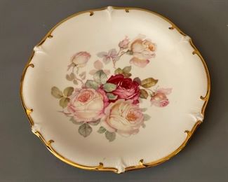 Vintage Schumann Arzberg Antique Rose Bread Plate w/ Gold Trim