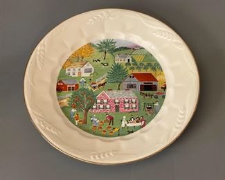 Vintage Royal Crownford Ironstone Fall Scene Salad Plate w/ Gold Trim