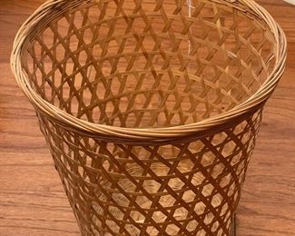 Tall Wicker Woven Trash Can X 2