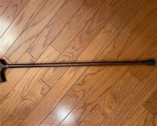 Ebony Slimline Fritz Walking Cane w/ Ebony Shaft and Braided Pewter Collar