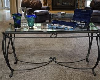 Iron and glass sofa table