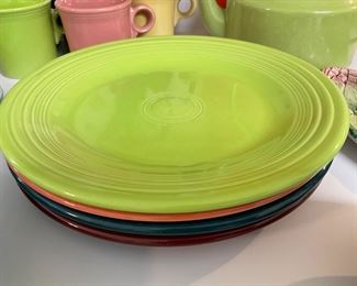 Mixed colored fiestaware plates