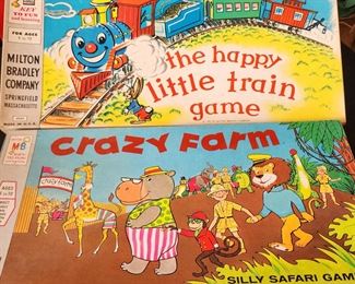 Vintage Board Games. The Happy Little Train, and Crazy Farm.