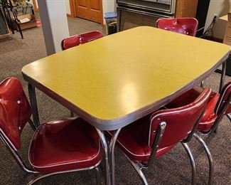 Vintage Chrome Table with Vintage Style Chairs