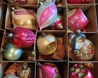 Blown Mercury Glass Christmas Ornaments 