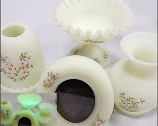 Fenton Satin Uranium Glass pieces
