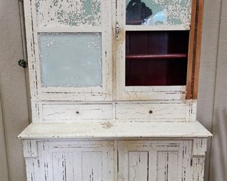 Wonderful Primitive Chippy Step-back Cupboard