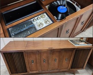 Mid Century Console with working Radio and Turntable. 