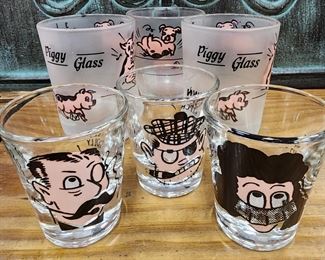 Moving or Roving Eye Shot Glasses and Piggy Shot Glasses