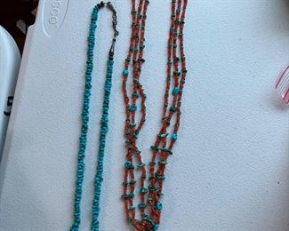 Vintage turquoise and coral necklaces 