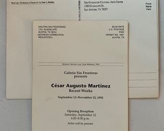 Gallery opening cards for Cesar Martinez. 