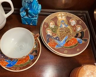 Matching plates to the cups. 