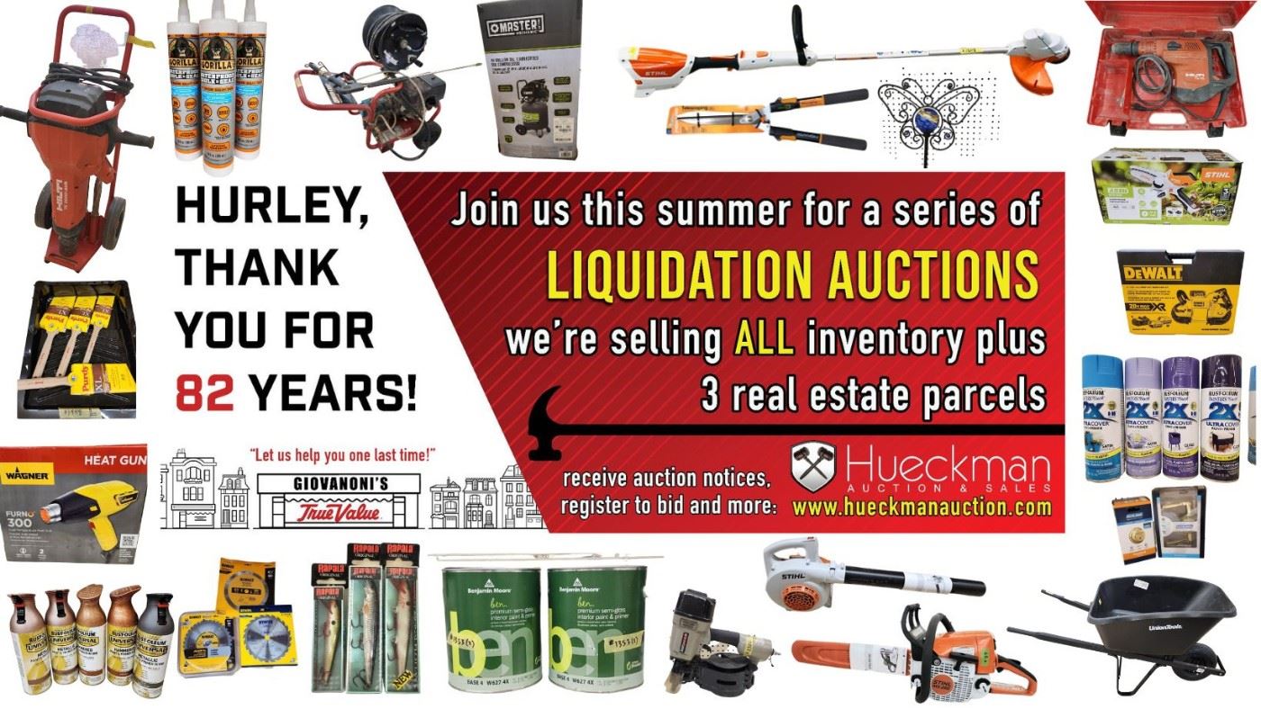 Giovanoni’s Hardware Store Online Auction... starts on 6/13/2023