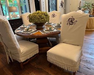 Gorgeous custom covered linen with gold flecks and monogram S! There are 6. 