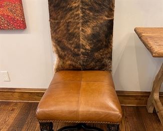 Hand, carved, western cowhide, stately accent chair!!