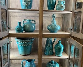 Lots of beautiful turquoise pottery