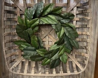 Large baskets and wreaths done in leaves
