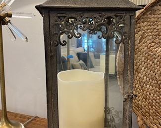 Large lantern and large switch on candle beautiful on a Patio or inside