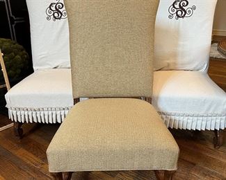 After taking off the slip covers. There are beautiful gold/tan chairs. 