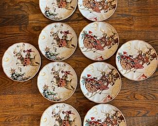 William Sonoma Christmas reindeer plates