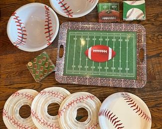 Baseball and football party gear