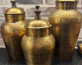 Remarkable brass ginger jars from 
Neiman  Marcus!