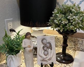 Willow tree items, rustic lamp and topiary’s!