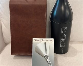SKY BAR wine holder, new with tag wine case and new in its box Pewter aerating funnel! 