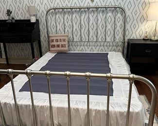Queen size bed. Peacock Alley bed skirt.  Box spring. 
