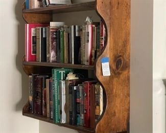 Pine hanging book shelf/plate rack