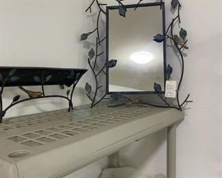 Bird themed mirror and shelf