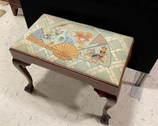 Stool with needlepoint seat