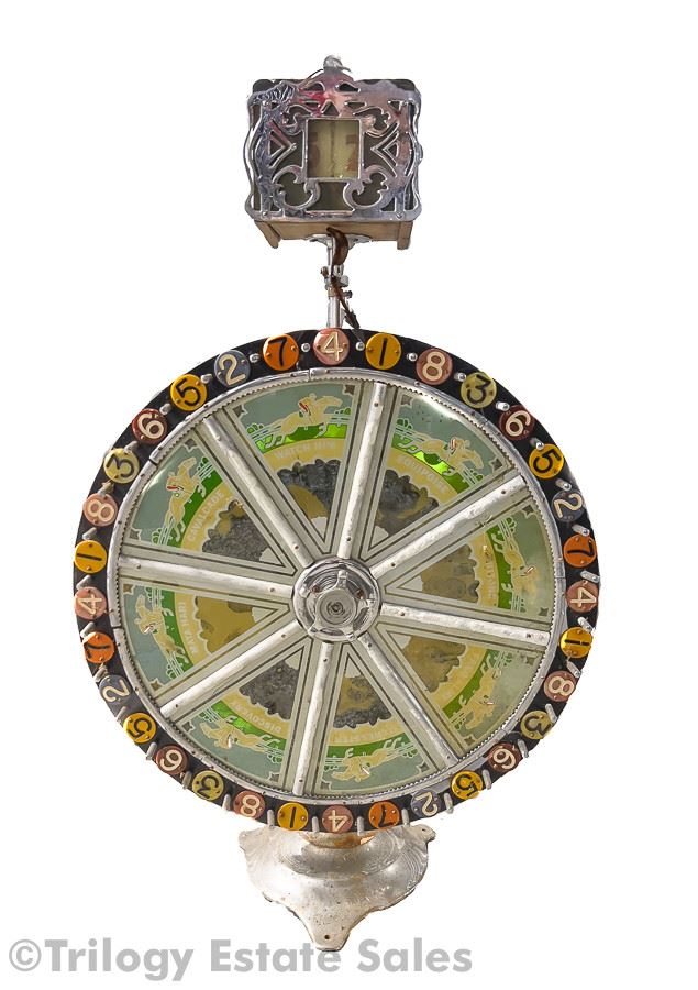 C.1930 Table Top Horse Racing Wheel With Odds Maker In Original Carrying Cases